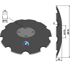 Disque crénelé Ø610x5 pour déchaumeur AGRISEM TCS-DIS-503 adaptable - BlackSteel©