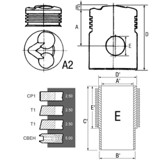 Ensemble chemise/piston pour tracteur DEUTZ-FAHR 02910303 adaptable
