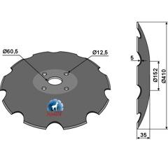 Scheibe gezahnt Ø410x5 mm für Grubber Nachbau  