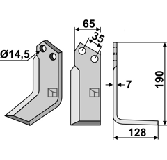 Lame droite pour Fraise/Rotavator KRONE 0352681 adaptable - Blacksteel©