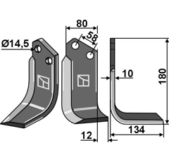 Lame droite pour Fraise/Rotavator CELLI 722547 adaptable 