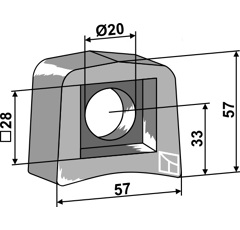 Halter 57 x 57 x 28 für Mulcher BERTI Nachbau  