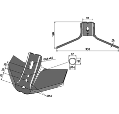 Soc à ailettes pour déchaumeur VOGEL & NOOT CV008007 adaptable - Blacksteel©