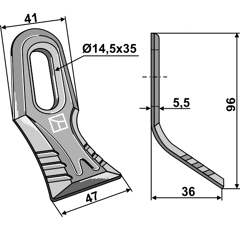 Couteau-Y pour broyeur 96x41mm S.M.A. FM48B adaptable - Blacksteel©