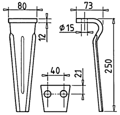 Dent pour herse rotative FORIGO-ROTERITALIA RLM 71001 adaptable