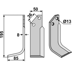 Fräsmesser Links 195 x 50 JNC Nachbau