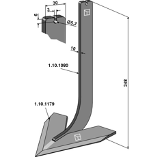 Brazo con cuchilla de binadora 120 x 10 mm para escardador STEKETEE 405612 adaptable - BlackSteel©