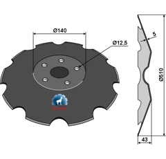 Disque crénelé ∅510x5 pour déchaumeur VÄDERSTAD 170097 adaptable