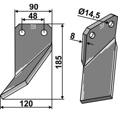 Lame gauche pour Fraise/Rotavator FORIGO-ROTERITALIA G3596110 adaptable - Blacksteel©