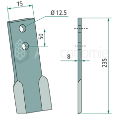 Fléau pour broyeur 235x75mm, droit PERFECTadaptable 