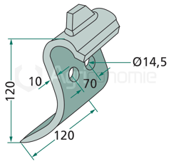 Fléau pour broyeur 120 x 120 mm DÜCKER 945000990 adaptable
