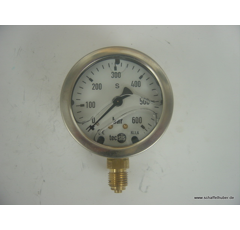 Manometer, 0 - 600 bar, G 1/4" unten,Ø 63 mm 1450087001