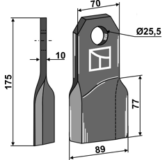 Messer gerade für Mulcher FEHRENBACH M175R Nachbau  