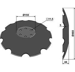 Gezahnte Scheibe, mit flachem Ansatz,Ø 460 mm Kuhn Nachbau