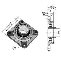 Palier de serrage UCF 35 mm adaptable - BlackSteel©