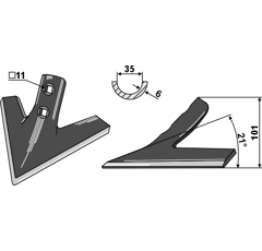 Soc triangulaire 200 x 6 mm adaptable - Blacksteel©