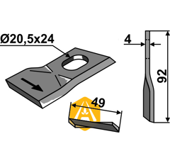 Couteau gauche pour faucheuse JF-STOLL 13800021 adaptable - Blacksteel©