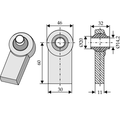 Gelenkauge für Unterlenker - zum Anschweissen  