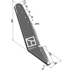 Soc sous soleur - droite pour décompacteur LEMKEN 3513300 adaptable - Blacksteel©