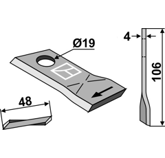 Rotorklinge 106x48mm - Pöttinger (Ref: 434100) - Mehrere Marken