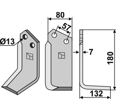 Lame droite 180 mm pour fraise rotative HOWARD 103901 adaptable