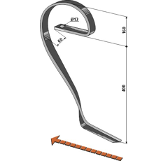 Schleppzinken rechts für KONGSKILDE 0603493 - Nachbau
