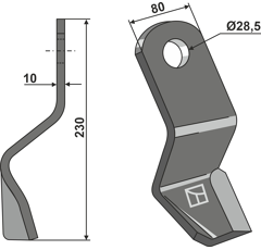 Couteau gauche pour broyeur SAUERBURGER 0.004.10.49212 adaptable - Blacksteel©