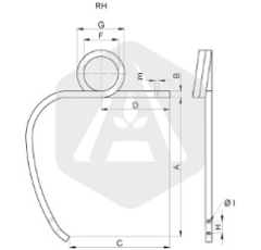 Dent droite double spire 580 x 35 x 35 mm pour cultivateur 59CU6224D adaptable