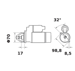 Anlasser IS 1131 / 24.0V 2.50KW Z10 Mahle-Iskra-Letrika 10 Zähne