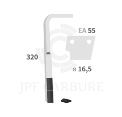 Dent de herse rotative Gauche 2 plaquettes carbure SULKY 980172 adaptable