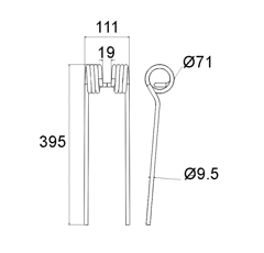 Diente para rastrillo henificador KUHN 57609000 GW576 adaptable