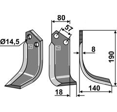 Lame droite pour Fraise/Rotavator ALPEGO D01590 adaptable