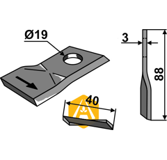Couteau gauche pour faucheuse WELGER 982150800 adaptable - Blacksteel©
