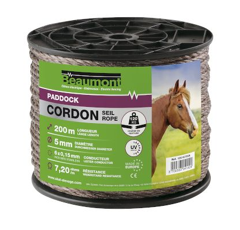 Cordon marron paddock 200 m x 5 mm - BEAUMONT