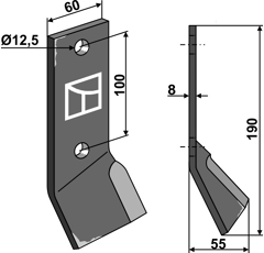 Fléau gauche pour broyeur 190x60mm HEMOS  adaptable - Blacksteel©