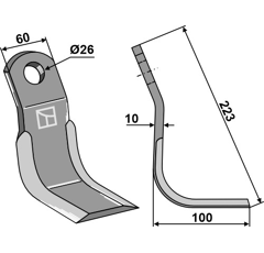 Couteau-Y pour broyeur 223x60mm OMARV adaptable - Blacksteel©