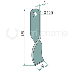 Couteau torsadé pour broyeur TURNER 3012614 adaptable 