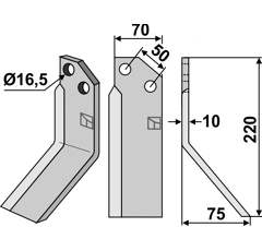 Lame droite pour Fraise/Rotavator BADALINI FM6401A adaptable - Blacksteel©