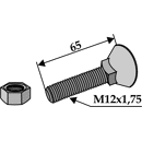 Pflugschraube 608/12x65 10.9 ,mit Sechskantmutter  Europäische EA-Qualität