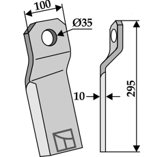 Fléau droit 295 x 100 x 10 mm pour broyeur SZOLNOKI 268-RZ3 adaptable