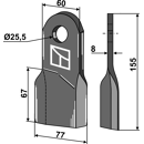 Fléau gauche pour broyeur 155 x 8 mm RÖLL 650323 adaptable  - BlackSteel©
