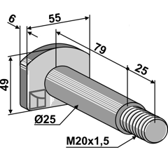 Schraube M20x1,5 x 104 für Mulcher VOGEL U. NOOT Nachbau