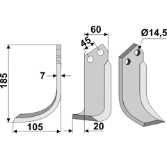 Fräsmesser Links 185 x 60 Maletti Nachbau