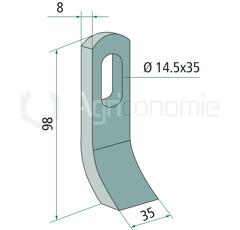 Fléau pour broyeur 98x35mm CARROY ET GIRAUDON 115818 adaptable 