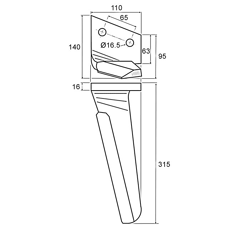 Dent gauche pour herse rotative FRANDENT 9118310002 adaptable