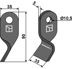 Couteau torsadé pour broyeur 90x35mm STELLA 1053 adaptable - Blacksteel©
