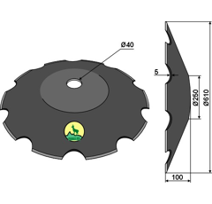 Disco dentado ?610x5 para cover crop JOHN DEERE K33525 adaptable - Blacksteel©