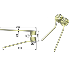 Dent droite de fenaison PZ221 adaptable - BlackSteel©