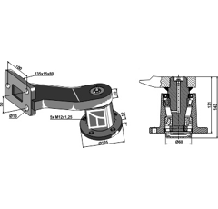 Palier droit avec tige pour déchaumeur SIMBA P14600 adaptable - BlackSteel©