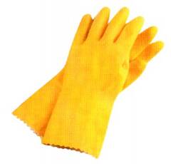 Gants de ménage en latex - couleur jaune - deux tailles 8 et 9